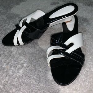 Black and white sandals